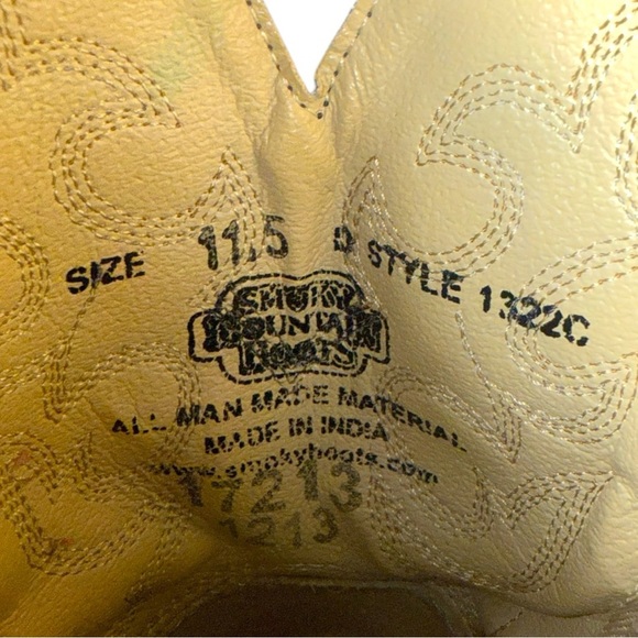 Smoky Mountain Boots Western Cowboy Boots Snakeskin Print Brown — Size 11.5 D - Picture 9 of 10